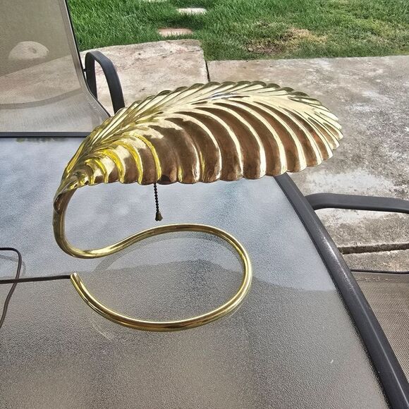 TOMASO BARBI Italian Brass Leaf  Table  Lamp. Mid Century Modern MCM - Picture 2 of 10